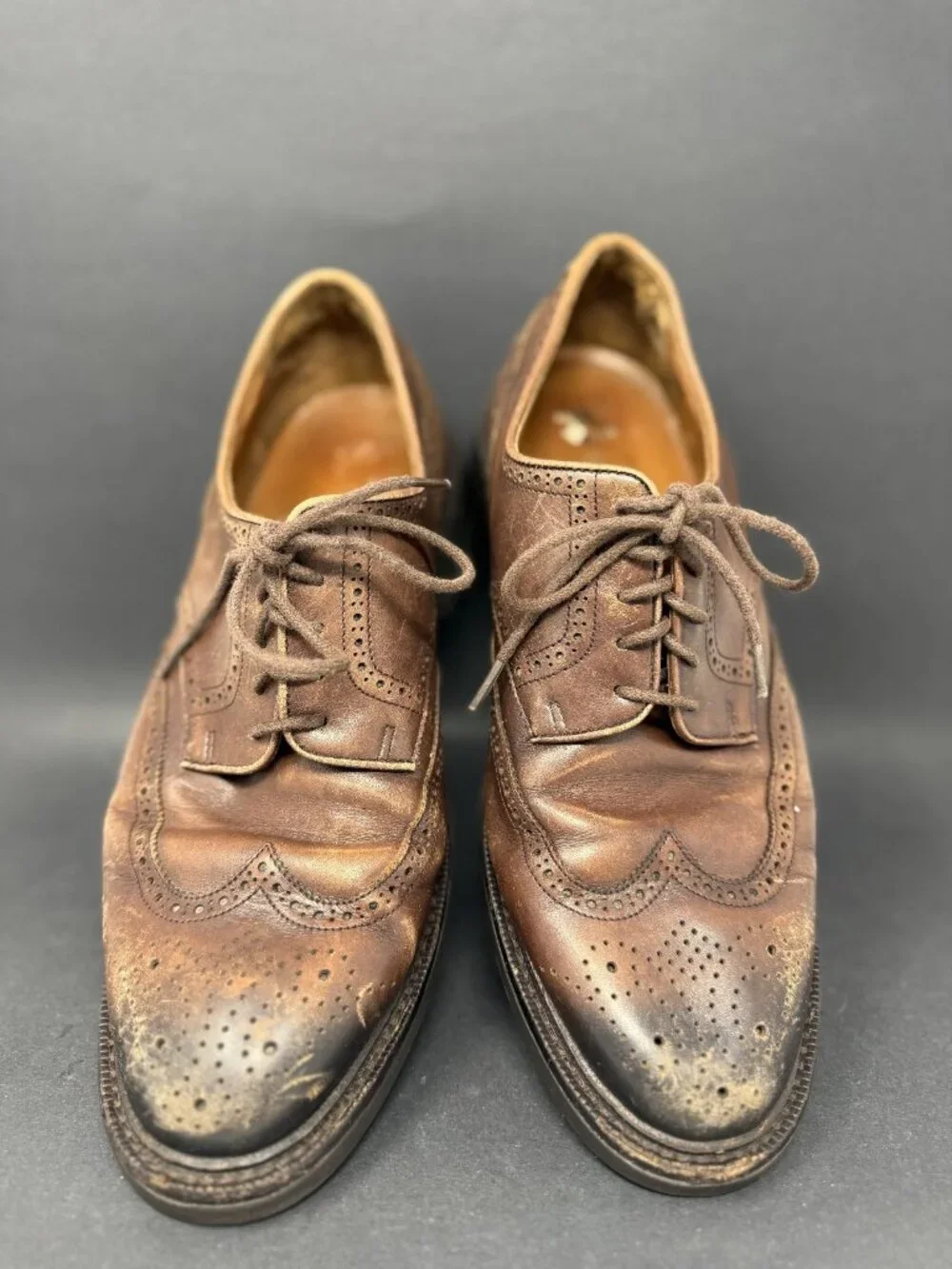 Polo Ralph Lauren Asher Wingtip Oxfords Shoes Mens 10.5D Brown Vibram Sole 17623